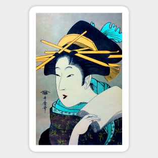 Traditional geisha woodblock painting Sticker